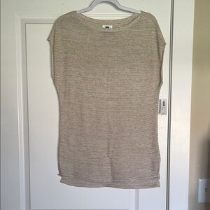 NWT Old Navy Knitted Tunic Short Sleeve Top Size Small Cream